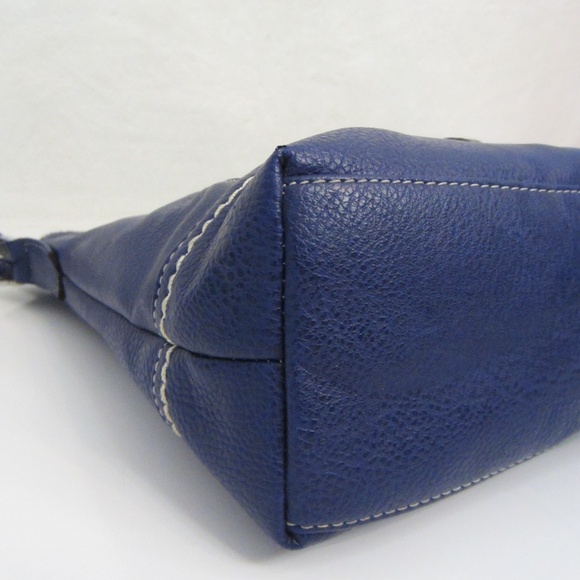 BOC Vinyl Blue Faux Leather Crossbody Adjustable Strap Medium Zip Close - Picture 12 of 16